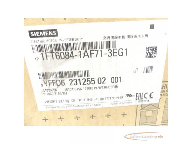 Siemens 1FT6084-1AF71-3EG1 Motor SN YFFD623125502001 - ungebraucht! - - 3