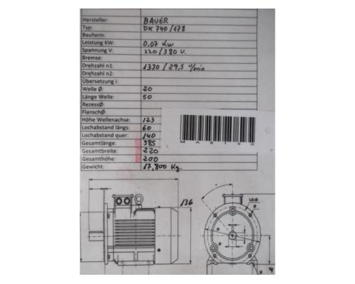 Getriebemotor 0,075 kW 29,5 U/min von Bauer – DK740/178 - Bild 10