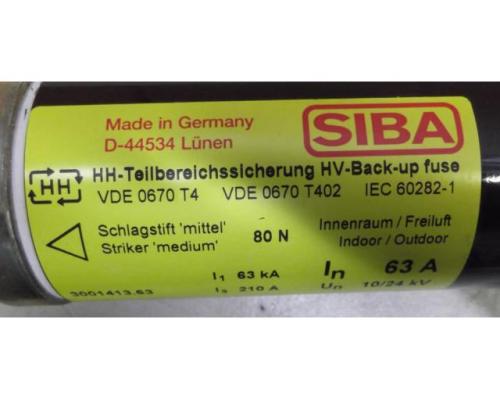 Schlagstift Sicherung 63 A von SIBA** – HH-Sicherung 10/24 kV - Bild 4
