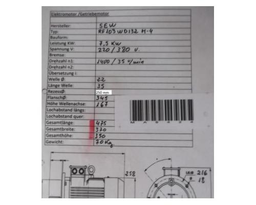 Elektromotor 7,5 kW 1400 U/min von SEW – RF103WD132M-4 - Bild 5