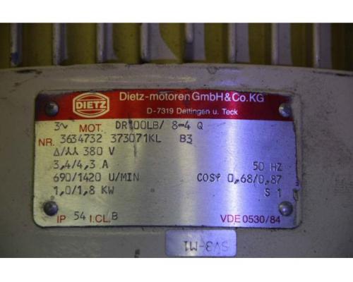 Elektromotor 1,0/1,8 kW 690 /1420 U/min von Dietz – DR100LB/ 8-4 Q - Bild 5