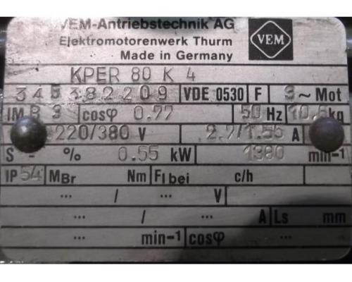 Elektromotor 0,55 kW 1380 U/min von VEM – KPER80K4 - Bild 4