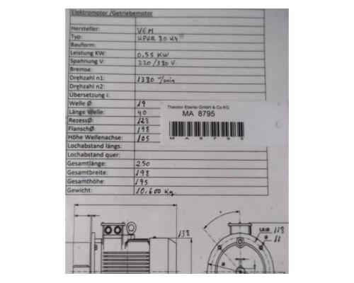 Elektromotor 0,55 kW 1380 U/min von VEM – KPER80K4 - Bild 5