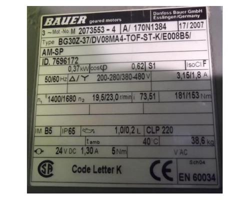 Getriebemotor 0,37 kW 19,5 U/min von Bauer – BG30Z-37/DV08MA4-TOF-ST-K/E008B5 - Bild 10