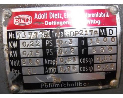 Elektromotor 0,15/0,22 kW 690/1400 U/min von Dietz – GDP217n - Bild 4