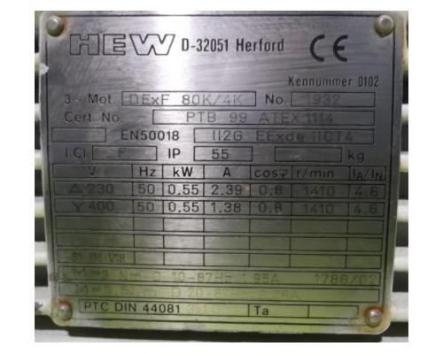 Elektromotor 0,55 kW 1410 U/min von HEW – DExF 80K/4K - Bild 4