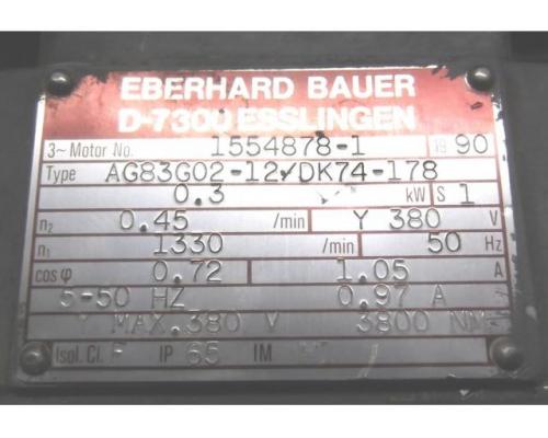 Elektromotor 0,3 kW 1330 U/min von Bauer – AG83G02-12/DK74-178 - Bild 4