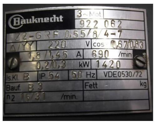 Getriebemotor 0,2/0,3 kW 15/31 U/min von Bauknecht – Z2-GRF0,55/84-7 - Bild 4