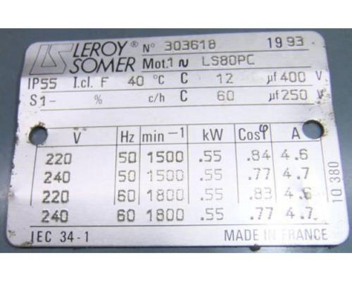 Elektromotor 0,55 kW 1500 U/min von Leroy – LS80PC - Bild 6