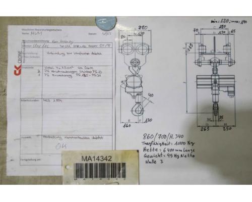 Kettenzug mit Fahrwerk 1000 kg von Unelec – UX 200UX100 24V2 - Bild 12