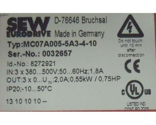 Frequenzumrichter 0,75 kW von SEW – MCO7AA005-5A3-4-10 - Bild 2