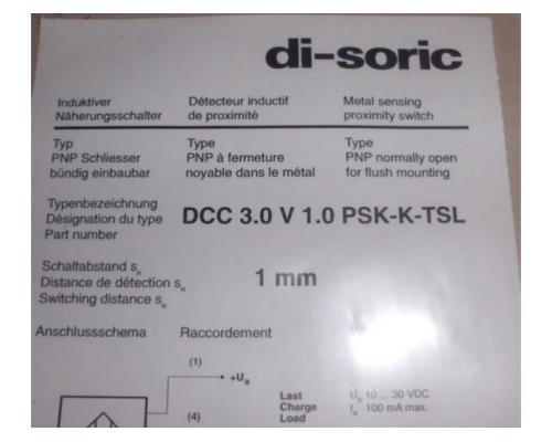 Näherungsschalter von di-soric – DCC 3.0V1.0 PSK-K-TSL - Bild 3