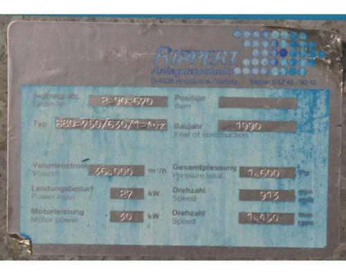 Späneabsauggebläse 30 kW Schallschutz von Rippert – S80-750/630/1-Aex - Bild 6