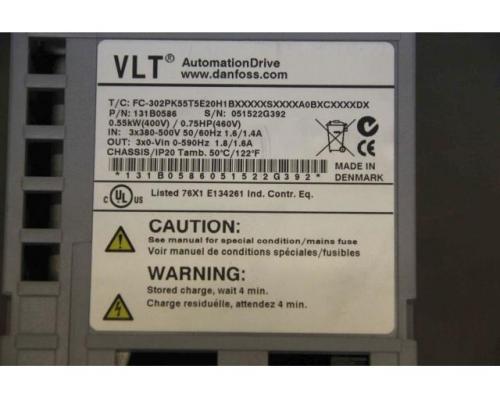 Frequenzumrichter 0,55 kW VLT AutomationDrive von Danfoss – FC-302P1K5T5E20H1B - Bild 4
