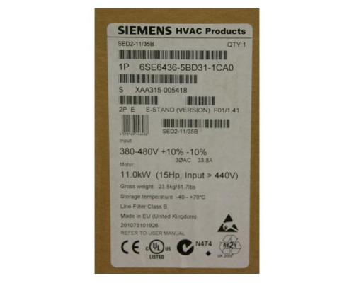 Frequenzumrichter 11 kW von Siemens – SED 2-11/35B - Bild 6