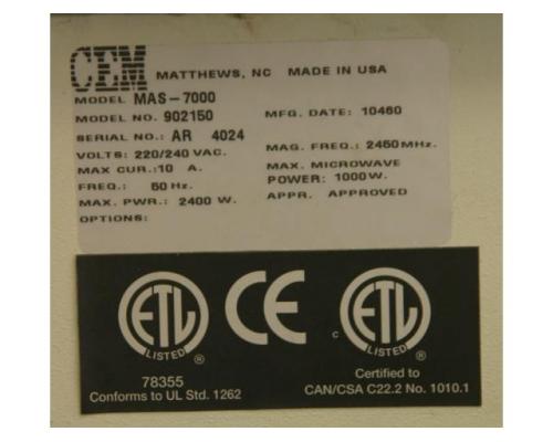 Mikrowellen-Muffelofen Veraschung von CEM – MAS-7000 - Bild 13