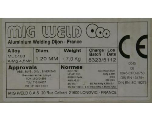 Schweißdraht  1,2 mm  netto Gewicht 7 kg von MIG WELD – ML 183 AlMg4,5Mn (1,2) - Bild 3