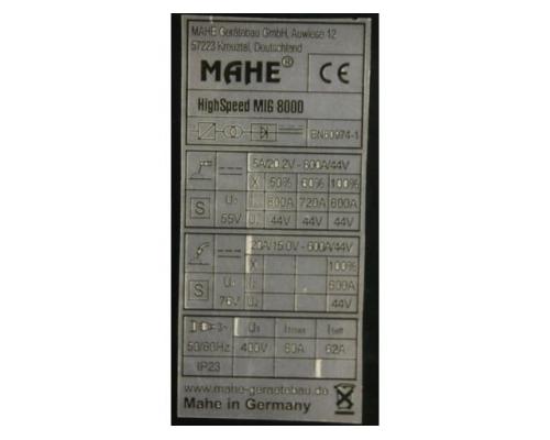 Schutzgasschweißgerät 800 A Puls von MAHE – HighSpeed MIG 8000 - Bild 2