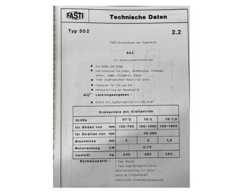 FASTI 502 - 10 - 2 Betriebsanleitung für Kreisschere mit Motorantrieb - Bild 4