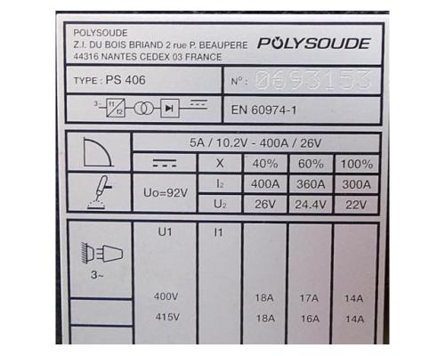 Polysoude PS 406 Schweißstromquelle PS 406 - Bild 2