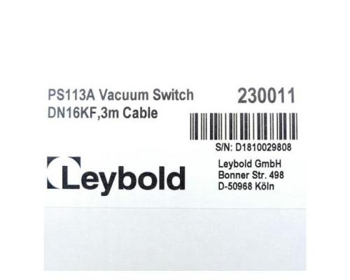 leybold 230011 Unterdruck-Sicherheitsschalter PS113A 230011 - Bild 2
