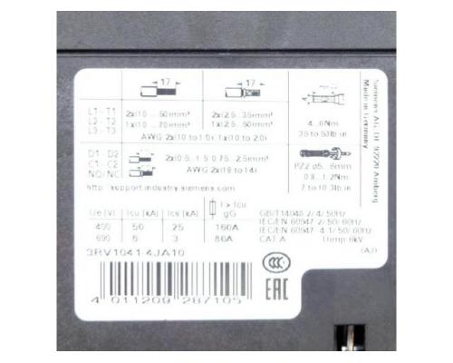 Siemens 3RV1041-4JA10 Leistungsschalter 3RV1041-4JA10 - Bild 2