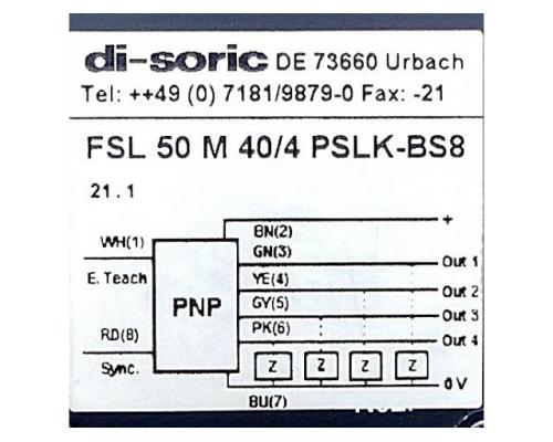 di-soric FSL 50 M 40/4 PSLK-BS8 Sensor FSL 50 M 40/4 PSLK-BS8 - Bild 2