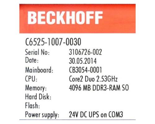 BECKHOFF C6525-1007-0030 Lüfterloser Einbau-Industrie-PC C6525-1007-0030 - Bild 2