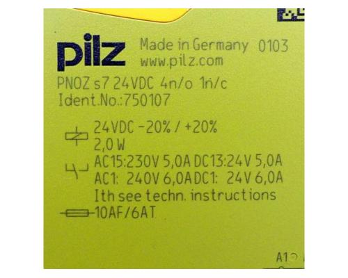 Pilz 750107 Sicherheitsrelais PNOZ s7 24VDC 4n/o 1n/c 750107 - Bild 2
