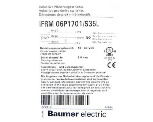 Baumer IFRM 06P1701/S35L Induktiver Näherungsschalter IFRM 06P1701/S35L - Bild 2