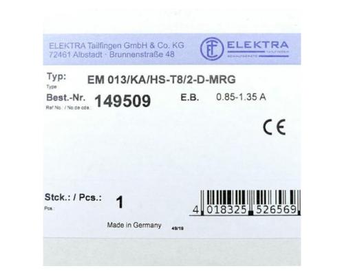 Elektra 149509 Motorschutz-Haupt-Not-Aus-Schalter EM 013/KA/HS-T8 - Bild 2