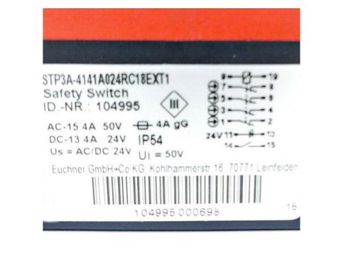 Euchner 104995 Sicherheitsschalter STP3A-4141A024RC18EXT1 104995 - Bild 2