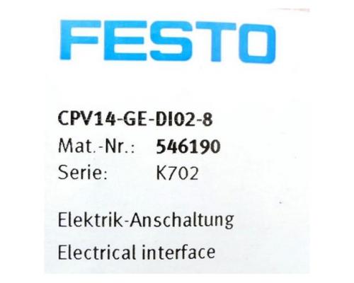 FESTO 546190 Elektrik-Anschaltung CPV14-GE-DI02-8 546190 - Bild 2