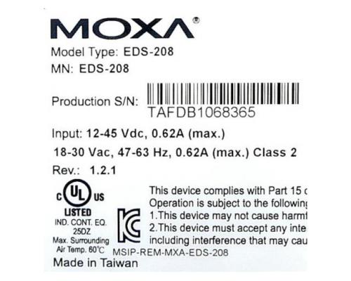 MOXA EDS-208 Ethernet Switch EDS-208 - Bild 2