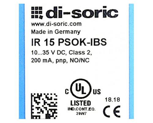 di-soric IR 15 PSOK-IBS Ringsensor IR 15 PSOK-IBS IR 15 PSOK-IBS - Bild 2