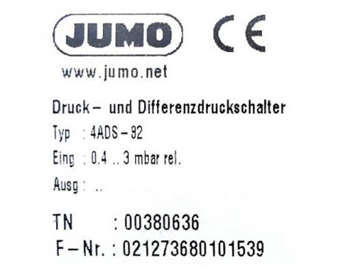 JUMO TN 00380636 Differenzdruckschalter 4ADS-82 TN 00380636 - Bild 2