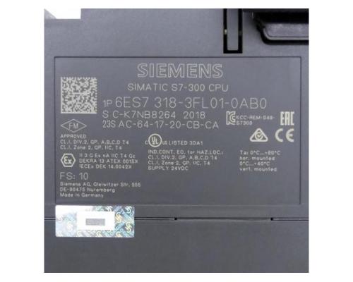 Siemens 6ES7 318-3FL01-0AB0 SIMATIC S7-300 CPU 6ES7 318-3FL01-0AB0 - Bild 2