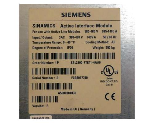 Siemens 6SL3300-7TE41-4AA0 SINAMICS S120 active Interface Module 6SL3300-7TE4 - Bild 2