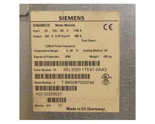 Siemens 6SL3320-1TE41-0AA3 SINAMICS Single Motor-Module 6SL3320-1TE41-0AA3 - Bild 2