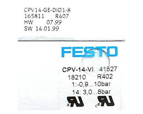 FESTO 41527 / 165811 Ventilinsel CPV-14-VI mit Elektrikanschaltung CPV1 - Bild 2