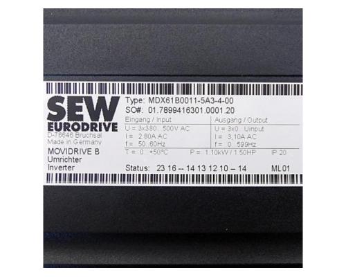 SEW-Eurodrive MDX61B0011-5A3-4-00 Frequenzumrichter MDX61B0011-5A3-4-00 - Bild 2