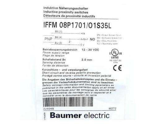 Baumer IFFM 08P1701/O1S35L Induktiver Näherungsschalter IFFM 08P1701/O1S35L - Bild 2