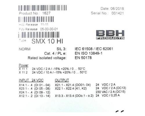 BBH Products 1627 Sicherheitssteuerung SMX 10 HI 1627 - Bild 2