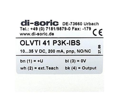 di-soric 201471 Glasfaser-Lichtleiter-Verstärker OLVTI 41 P3K-IBS - Bild 2