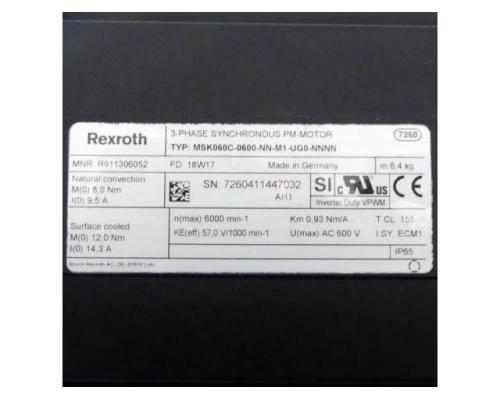 Rexroth R911306052 Servomotor MSK060C-0600-NN-M1-UG0-NNNN R911306052 - Bild 2