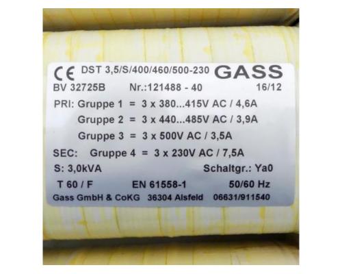 GASS Transformatoren BV32725B  Transformator DST 3,5/S/400/460/500-230 BV32725B - Bild 2