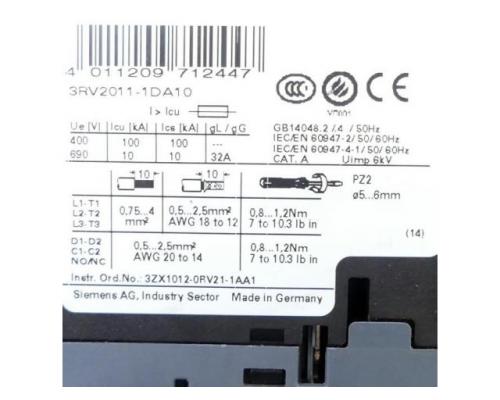 Siemens 3RV2011-1DA10 Leistungsschalter 3RV2011-1DA10 3RV2011-1DA10 - Bild 2