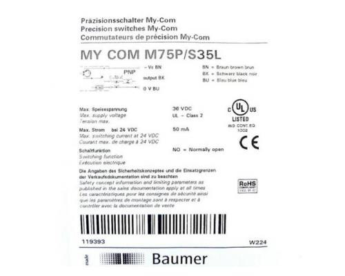 Baumer M75P/S35L MY COM Präzisionsschalter M75P/S35L M75P/S35L - Bild 2
