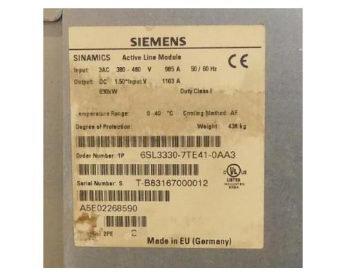 Siemens 6SL3330-7TE41-0AA3 SINAMICS Active Line Module 6SL3330-7TE41-0AA3 - Bild 2