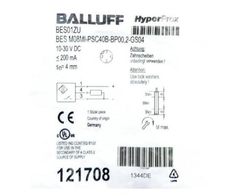 BALLUFF BES M08MI-PSC40B-BP00,2-GS04 Induktiver Sensor BES01ZU BES M08MI-PSC40B-BP00,2- - Bild 5